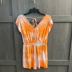 Orange tie dye romper